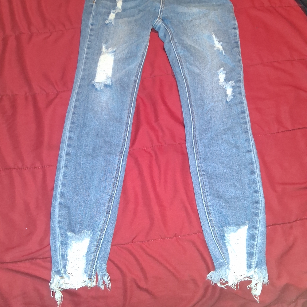Wax Jean Ripped Skinny Jeans in Blue